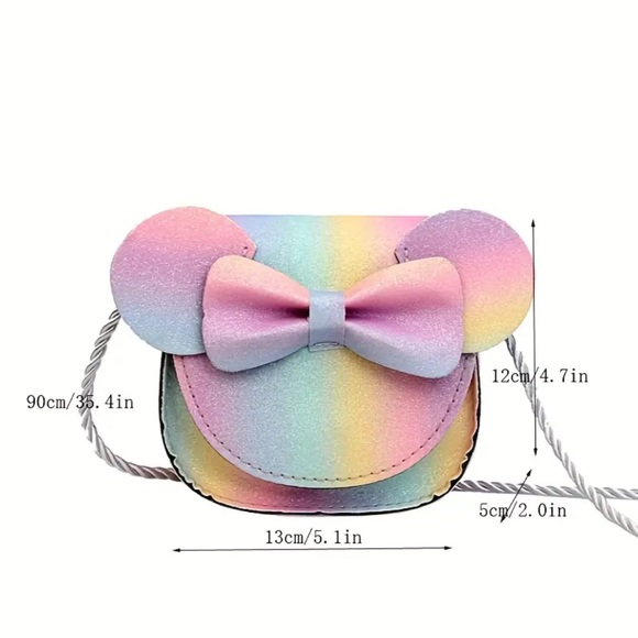 ‼️$7‼️ Cute Sparkling Rainbow “Minnie Mouse” Crossbody Bag for Girls 🌈 - Picture 10 of 13